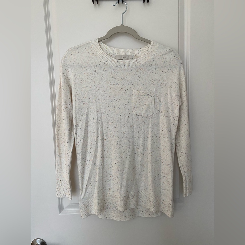 Loft Petite Flecked Pocket Tunic Sweater